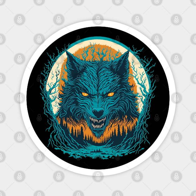 Werewolf Face Graphic Design Magnet by TMBTM